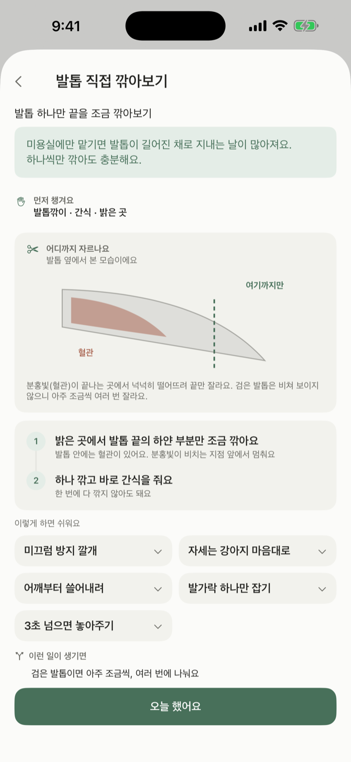 수행 화면 — 어디까지 자르는지 그림과 단계 1·2